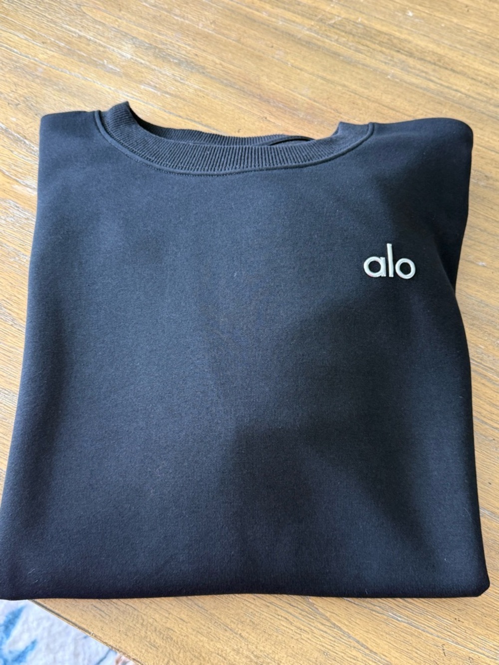 ALO Yoga Women’s Black Crewneck Sweatshirt with White Logo